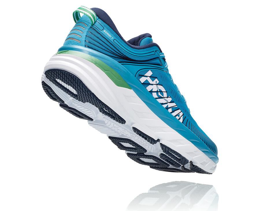 Hoka Australia One One Bondi 7 - Mens Running Shoes Blue/White - QVXIN-4273